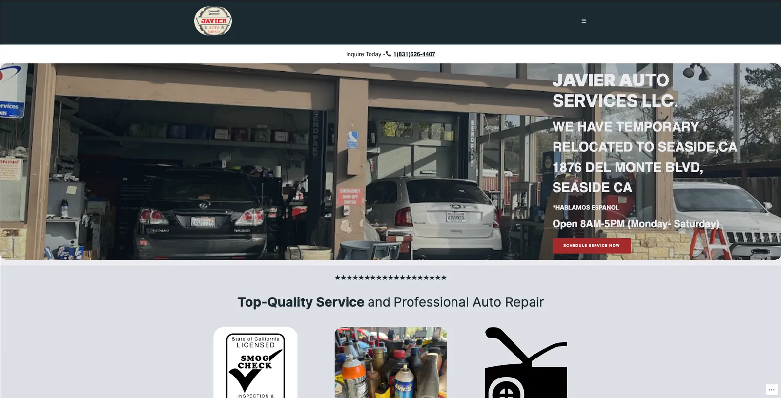 Javier Auto Services website